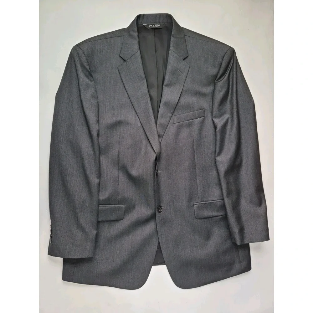 Jos A Bank Mens Tailored Fit Wool Sports Coat 44R Gray 2 Button Blazer G801